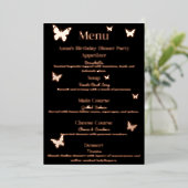 Menu de dîner d'anniversaire sur le thème du papil (Debout devant)