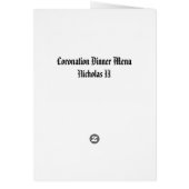 Menu de dîner de couronnement (Dos)