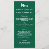 menu de dîner de fête de Noël vert blanc (Devant)