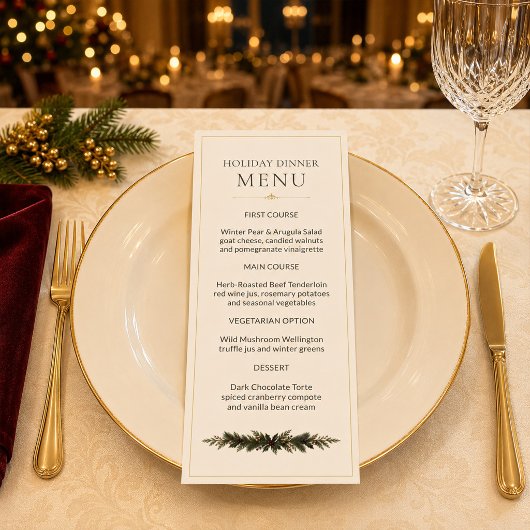 Menu de dîner de fête élégant bordeaux et or