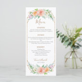 Menu de dîner de fleurs d'aquarelle géométrique (Debout devant)
