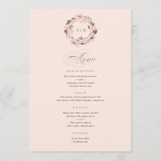 Menu de dîner de mariage à couronne de magnolia (Devant)