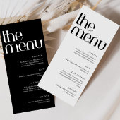 Menu de dîner de mariage à écriture manuscrite mod