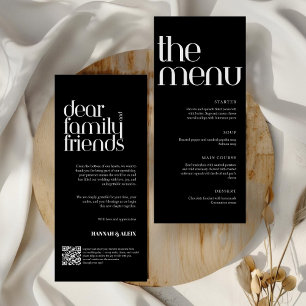 Menu de dîner de mariage à écriture manuscrite mod