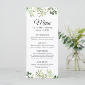Menu de dîner de mariage à la verdure d'eucalyptus (Debout devant)