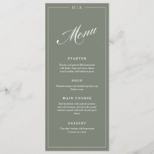 Menu de dîner de mariage à l'écriture manuscrite é