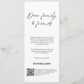 Menu de dîner de mariage à l'écriture manuscrite é (Dos)