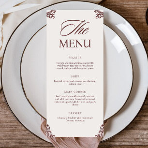 Menu de dîner de mariage à l'écriture manuscrite é
