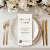 Menu de dîner de mariage à l'écriture manuscrite é