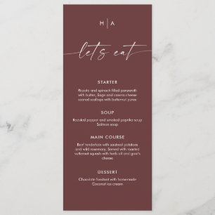Menu de dîner de mariage à l'écriture manuscrite m