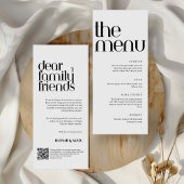 Menu de dîner de mariage à l'écriture manuscrite m