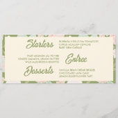 Menu de dîner de mariage à nœud gingham vert Wildf (Dos)