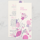 Menu de dîner de mariage à pétales de fleurs moder (Devant / Derrière)