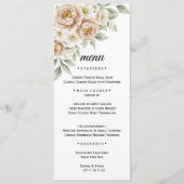 Menu de dîner de mariage botanique à l'aquarelle n (Devant)