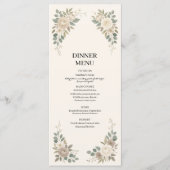 Menu de dîner de mariage botanique vert sauge (Devant)