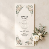 Menu de dîner de mariage botanique vert sauge