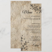 Menu de dîner de mariage botanique vintage (Devant / Derrière)