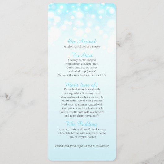 Menu de dîner de mariage bulle graphique gris bleu (Dos)