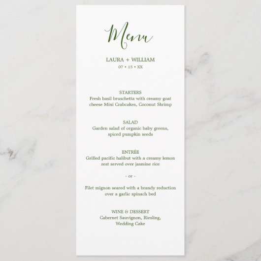 Menu de dîner de mariage de Noël à calligraphie mi (Devant)