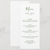 Menu de dîner de mariage de Noël à calligraphie mi (Devant / Derrière)