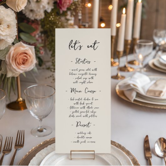 Menu de dîner de mariage écriture manuscrite vinta
