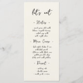 Menu de dîner de mariage écriture manuscrite vinta (Devant)