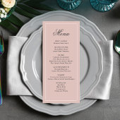 Menu de dîner de mariage écriture rose poudrée