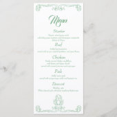 Menu de dîner de mariage élégant – Filigrane de ro (Devant)
