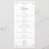 Menu de dîner de mariage élégant – Filigrane de ro (Devant)
