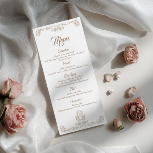 Menu de dîner de mariage élégant – Filigrane de ro
