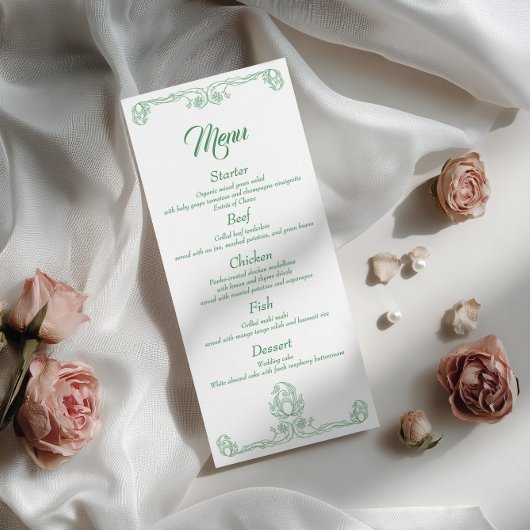 Menu de dîner de mariage élégant – Filigrane de ro