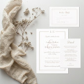 Menu de dîner de mariage élégant Monogramme Or Bla