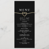 Menu de dîner de mariage élégant or noir (Devant)