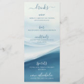 Menu de dîner de mariage et de bar Serene Blue Bea (Dos)