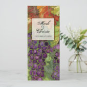 Menu de dîner de mariage, feuille de raisin (Debout devant)