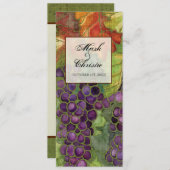 Menu de dîner de mariage, feuille de raisin (Devant / Derrière)