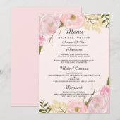 Menu de dîner de mariage floral botanique Blush ro (Devant / Derrière)