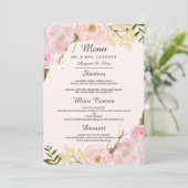 Menu de dîner de mariage floral botanique Blush ro (Debout devant)
