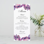 Menu de dîner de mariage floral Carte de menu de f (Debout devant)