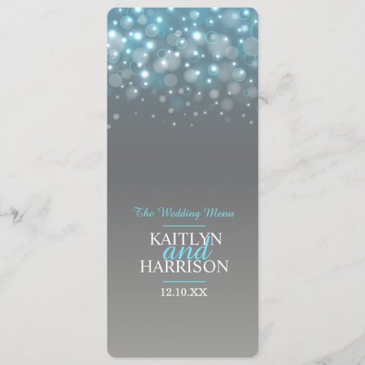 Menu de dîner de mariage gris bleu bulle graphique (Devant)