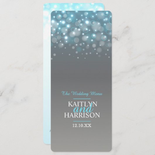 Menu de dîner de mariage gris bleu bulle graphique (Devant / Derrière)