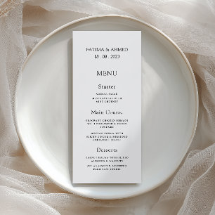 Menu de dîner de mariage minimaliste moderne forme