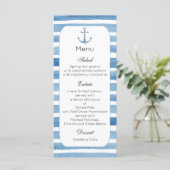 Menu de dîner de mariage nautique Menu de plage fê (Debout devant)
