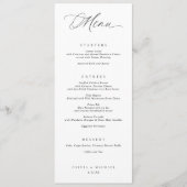 Menu de dîner de mariage noir et blanc à typograph (Devant)
