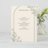 Menu de dîner de mariage Olive Botanical Arch (Debout devant)