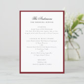 Menu de dîner de mariage personnalisé avec nom en (Debout devant)