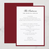 Menu de dîner de mariage personnalisé avec nom en (Devant / Derrière)