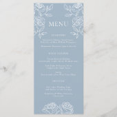 Menu de dîner de mariage romantique Rose Bleu Pous (Devant)