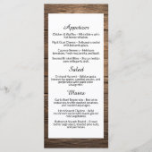Menu de dîner de mariage rustique à grain de bois (Devant)