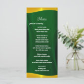 Menu de dîner de mariage simple élégant vert émera (Debout devant)